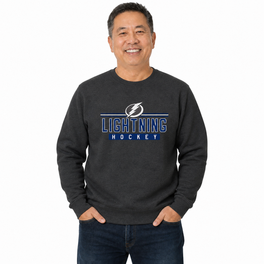 Tampa Bay Lightning NHL True Fan Fleece Crewneck Sweatshirt Men Women - Charcoal