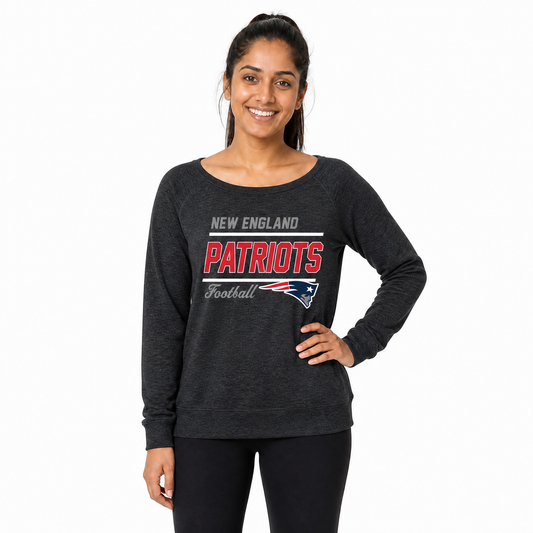 New England Patriots Women's Gameday Crewneck Sweatshirt Long Sleeve - Heather Charcoal