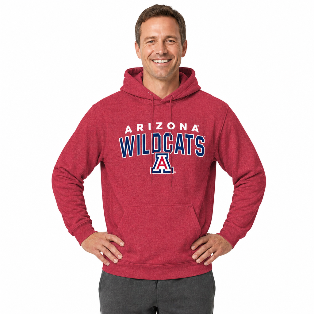 Arizona Wildcats Hoodie Heathered Fleece Sweatshirt - Red Heather