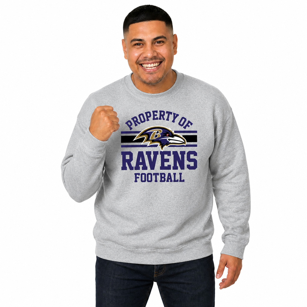 Baltimore Ravens NFL Property Of Crewneck Sweatshirt - Sport Gray