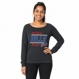 Buffalo Bills Women's Gameday Crewneck Sweatshirt Long Sleeve - Charcoal