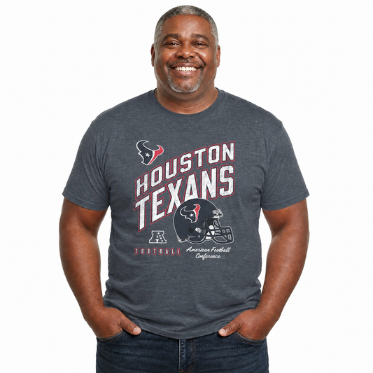 Houston Texans NFL Distressed Helmet T-Shirt - Navy Heather