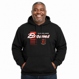 Cleveland Browns NFL Adult Unisex Retro Script Ultra Soft Fleece Hooded Sweatshirt - Black