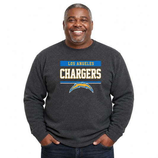 Los Angeles Chargers NFL Team Block Crewneck Sweatshirt - Charcoal
