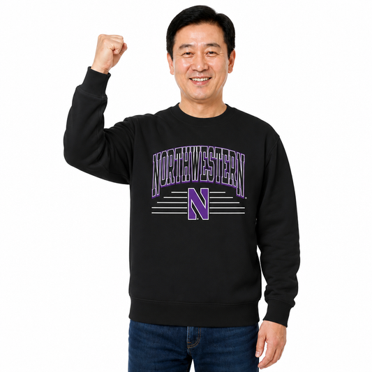 Northwestern Wildcats NCAA Overtime Classics Crewneck Sweatshirt Men Women - Black