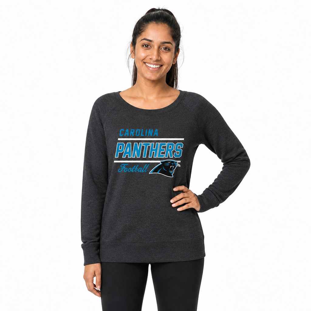 Carolina Panthers Women's Gameday Crewneck Sweatshirt Long Sleeve - Charcoal