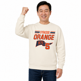 Syracuse Orange Varsity Pennant Crewneck Sweatshirt Men Women Fleece - Off White