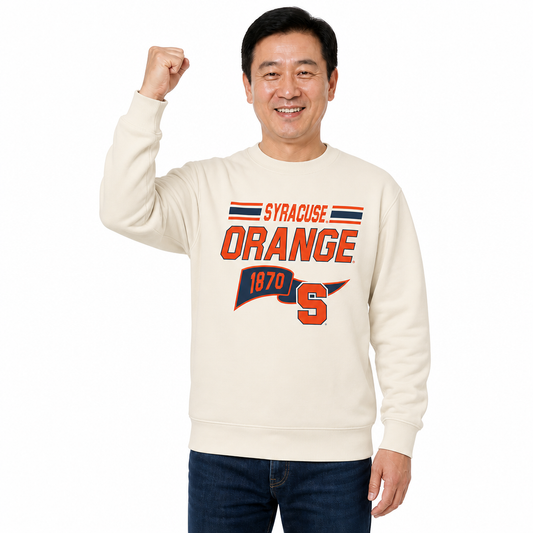 Syracuse Orange Varsity Pennant Crewneck Sweatshirt Men Women Fleece - Off White