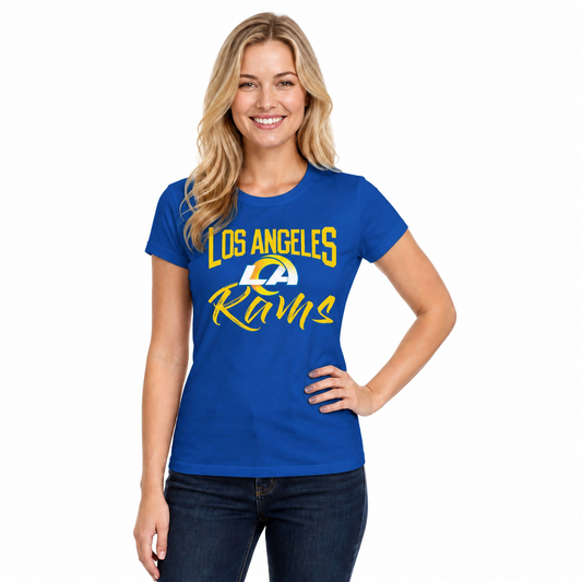 Los Angeles Rams  NFL Women's Paintbrush Fitted T-Shirt Short Sleeve - Royal