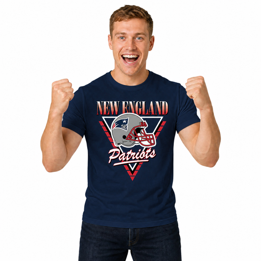 New England Patriots NFL Retro Triangle T-Shirt - Navy