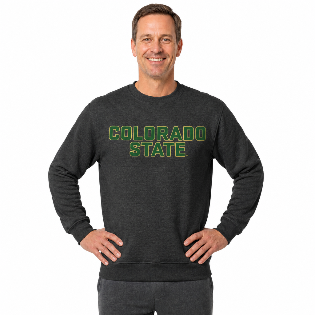 Colorado State Rams NCAA Adult Charcoal Crewneck Fleece Sweatshirt - Charcoal