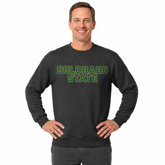 Colorado State Rams NCAA Adult Charcoal Crewneck Fleece Sweatshirt - Charcoal