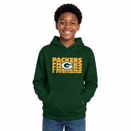 Green Bay Packers NFL Youth Repeating Logo Football Fleece Hooded Sweatshirt - Forest Green