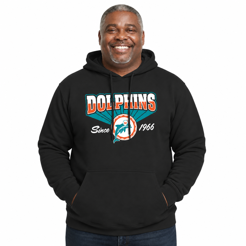 Miami Dolphins Vintage Block Fleece Hoodie - Black
