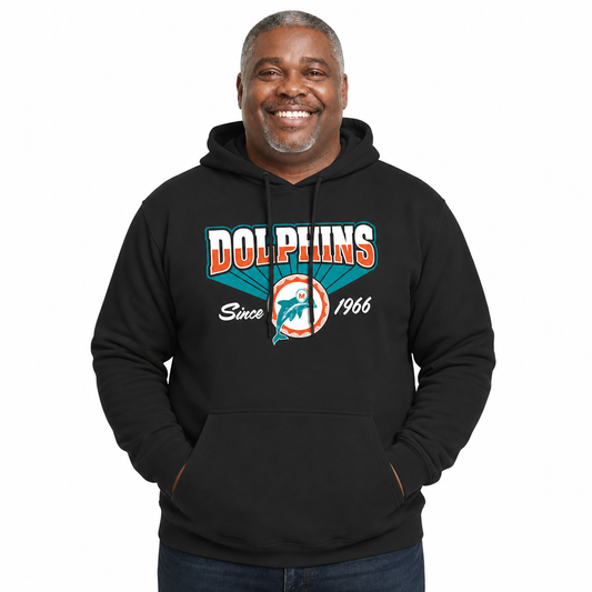 Miami Dolphins Vintage Block Fleece Hoodie - Black