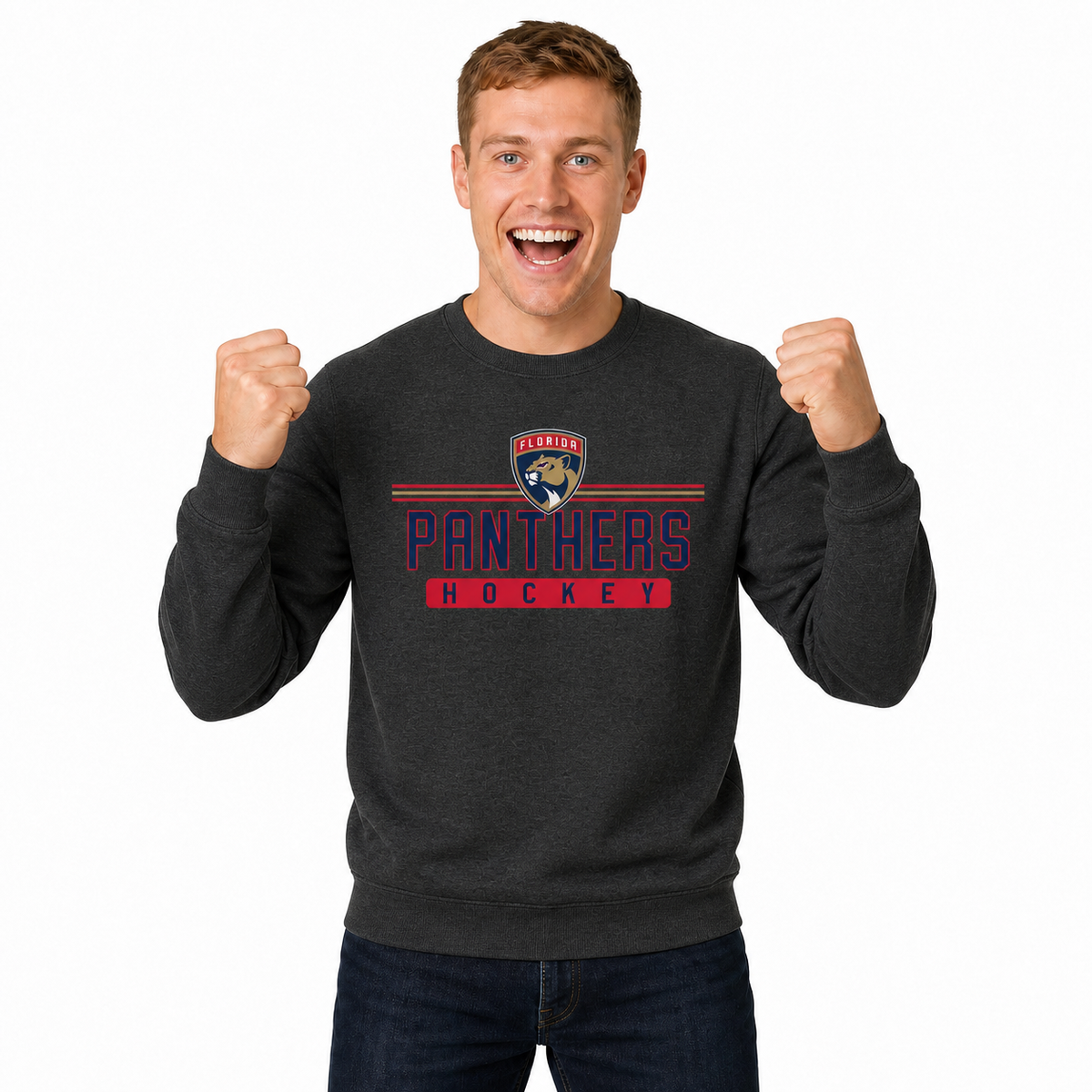 Florida Panthers NHL True Fan Fleece Crewneck Sweatshirt Men Women - Charcoal