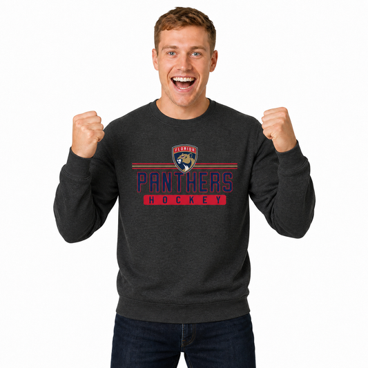 Florida Panthers NHL True Fan Fleece Crewneck Sweatshirt Men Women - Charcoal