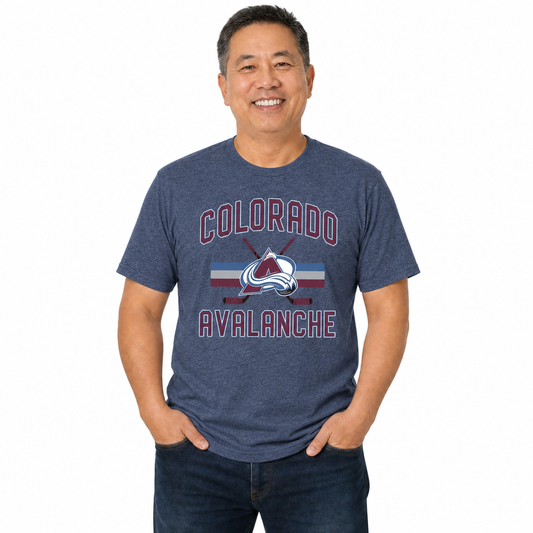 Colorado Avalanche Avalanche Faceoff T-Shirt Jersey Stripe Unisex Tee - Navy