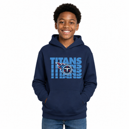Tennessee Titans NFL Youth Repeating Logo Football Fleece Hooded Sweatshirt - Navy
