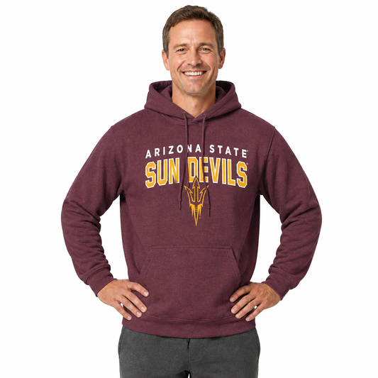 Arizona State Sun Devils Hoodie Heathered Fleece Sweatshirt - Maroon Heather