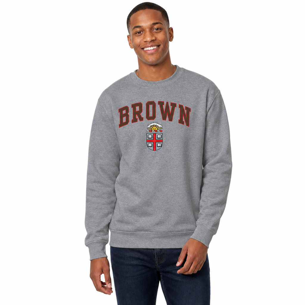 Brown Bears Campus Colors Adult Arch & Logo Soft Style Gameday Crewneck Sweatshirt  - Gray