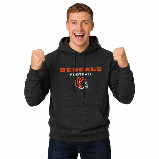 Cincinnati Bengals Adult NFL Football Helmet Heather Hooded Sweatshirt - Charcoal