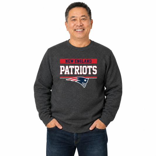New England Patriots NFL Team Block Crewneck Sweatshirt - Charcoal