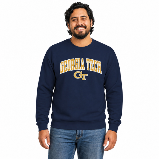 Georgia Tech Yellowjackets Florida Gators NCAA Tackle Twill Crewneck Sweatshirt Men Women - Navy