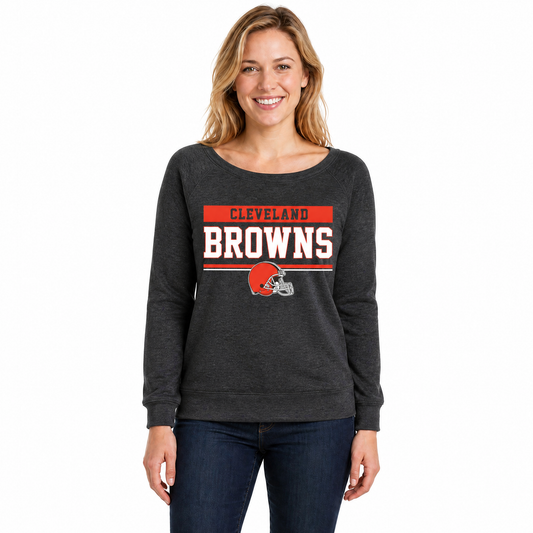 Cleveland Browns  NFL Women's French Terry Crewneck Sweatshirt - Charcoal