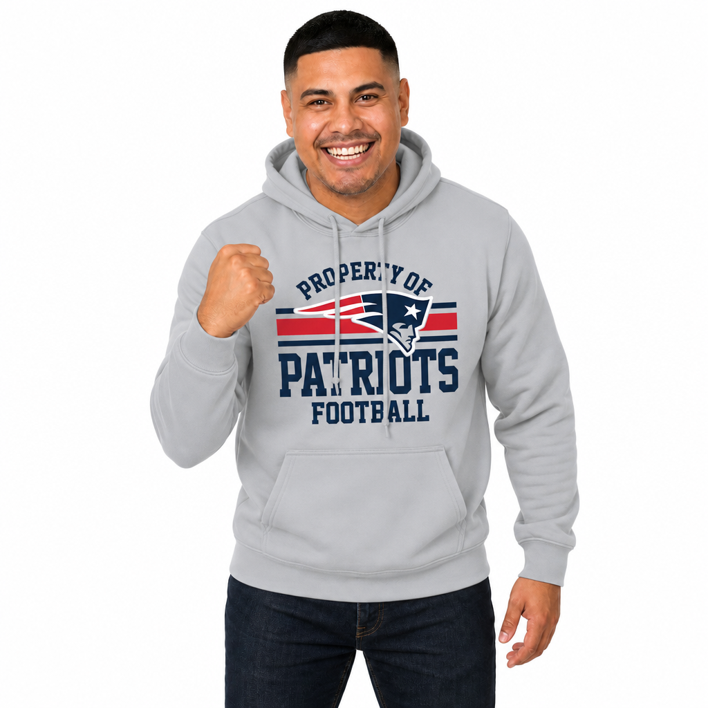 New England Patriots Property Of Fleece Hoodie - Sport Gray