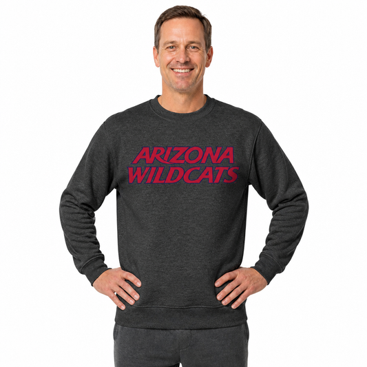 Arizona Wildcats NCAA Adult Charcoal Crewneck Fleece Sweatshirt - Charcoal