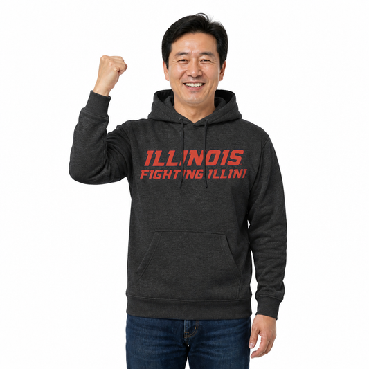 Illinois Fighting Illini NCAA Fan Hoodie Sweatshirt Men Women - Charcoal