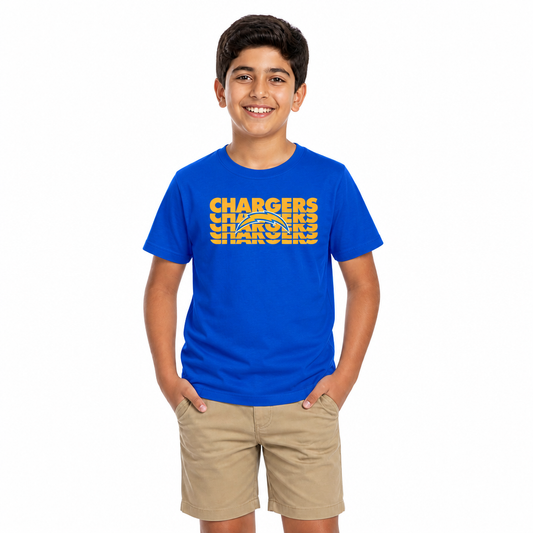 Los Angeles Chargers NFL Youth Repeating Logo Football T-Shirt - Royal