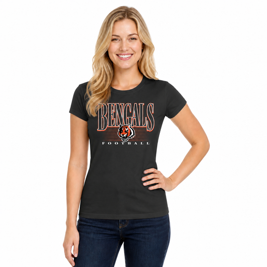 Cincinnati Bengals  Overtime Blueprint Women's NFL Short Sleeve T-Shirt - Black
