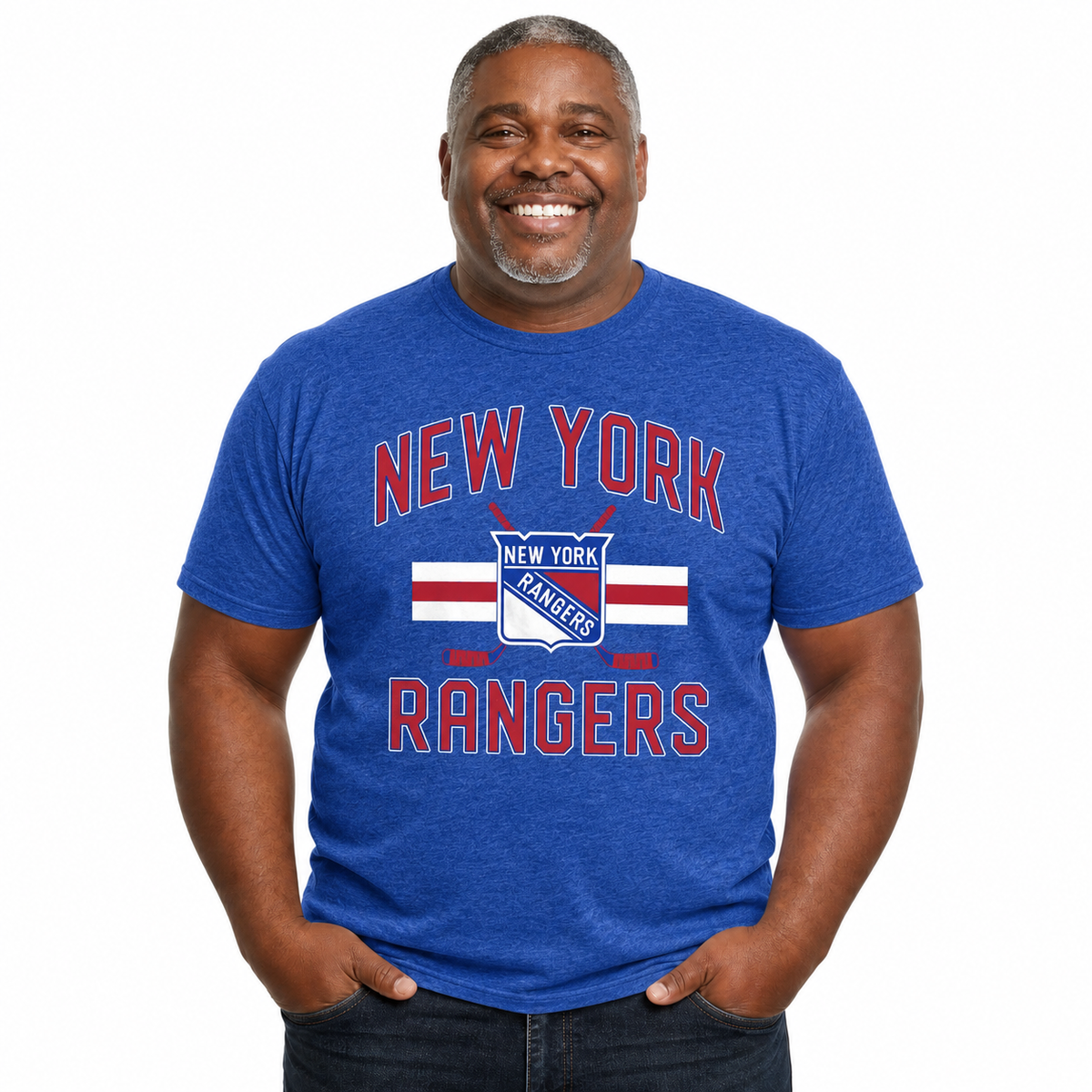 New York Rangers Rangers Faceoff T-Shirt Jersey Stripe Unisex Tee - Royal