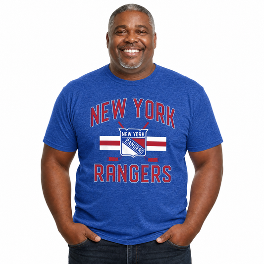 New York Rangers Rangers Faceoff T-Shirt Jersey Stripe Unisex Tee - Royal