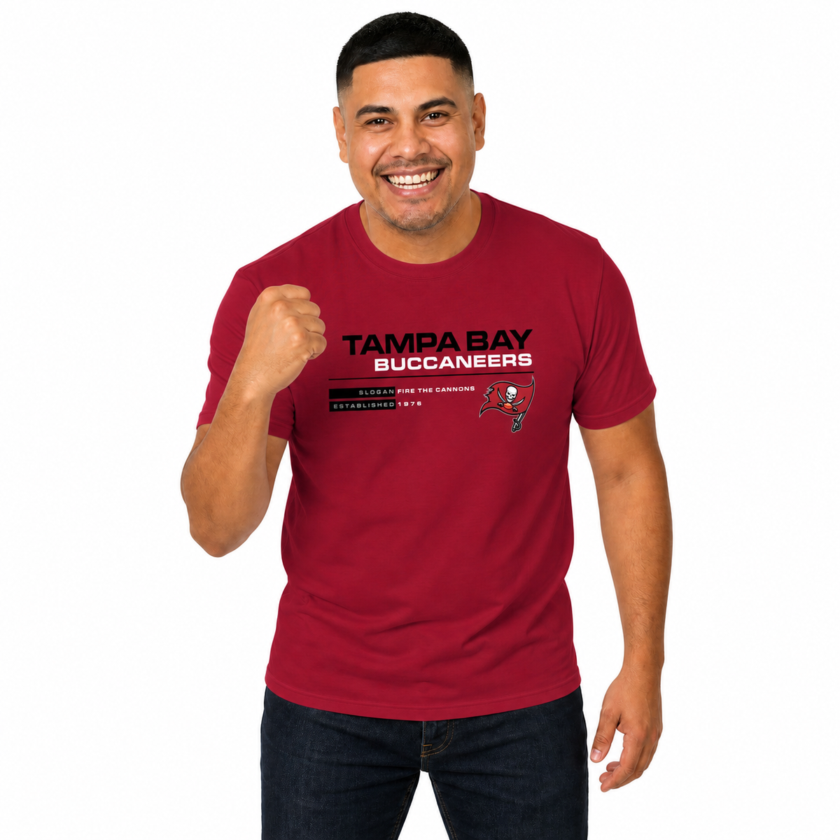 Tampa Bay Buccaneers Adult NFL Speed Stat Sheet T-Shirt - Cardinal