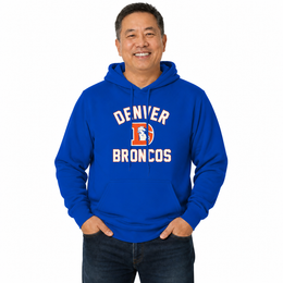 Denver Broncos NFL Adult Unisex Retro Gameday Ultra Soft Fleece Hooded Sweatshirt - Royal