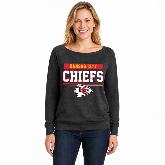 Kansas City Chiefs  NFL Women's French Terry Crewneck Sweatshirt - Charcoal