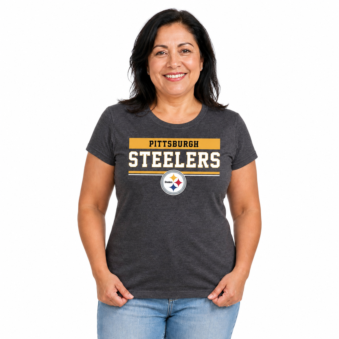 Pittsburgh Steelers  Women's NFL Charcoal T-Shirt Short Sleeve - Charcoal