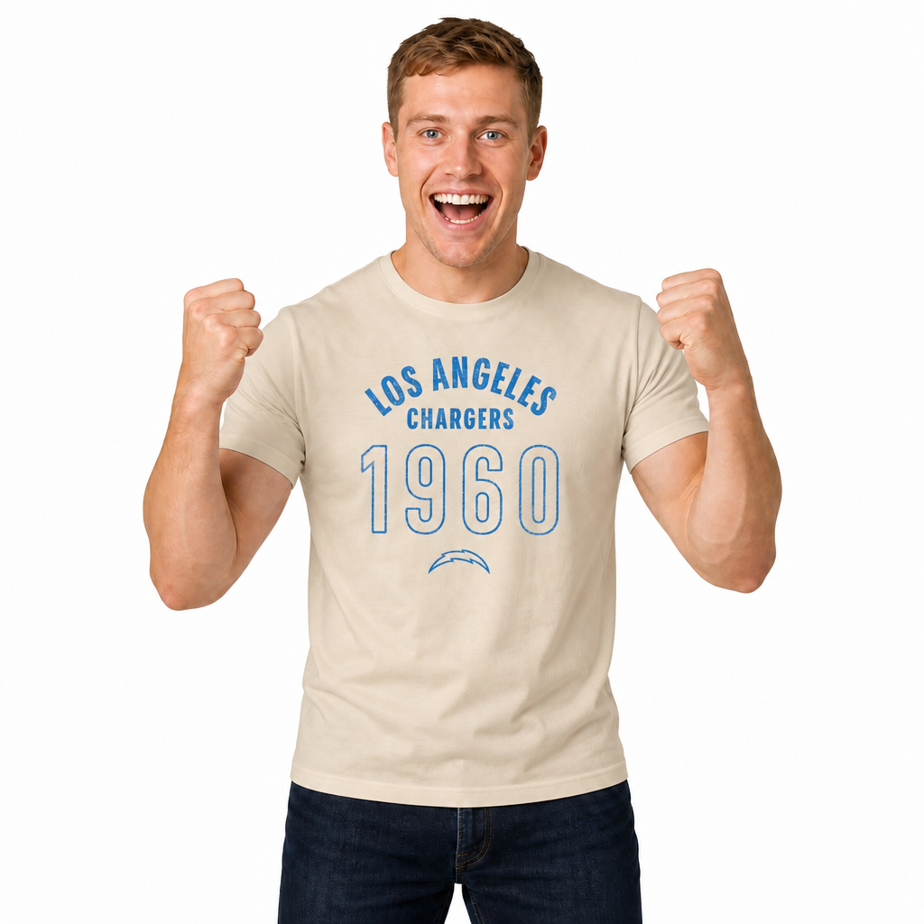 Los Angeles Chargers Big Date Tag-Less T-Shirt - Natural