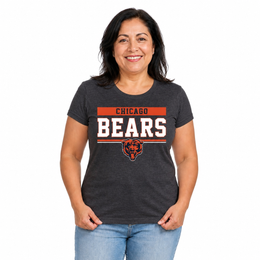 Chicago Bears  Women's NFL Charcoal T-Shirt Short Sleeve - Charcoal