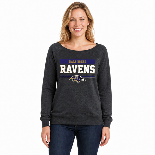 Baltimore Ravens  NFL Women's French Terry Crewneck Sweatshirt - Charcoal