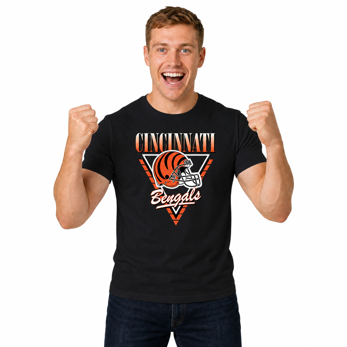 Cincinnati Bengals NFL Retro Triangle T-Shirt - Black