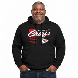 Kansas City Chiefs NFL Adult Unisex Retro Script Ultra Soft Fleece Hooded Sweatshirt - Black