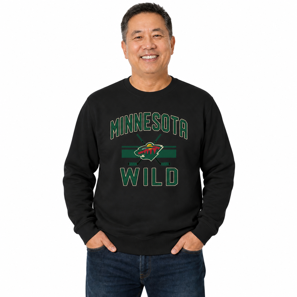 Minnesota Wild NHL Faceoff Fleece Crewneck Sweatshirt Licensed - Black