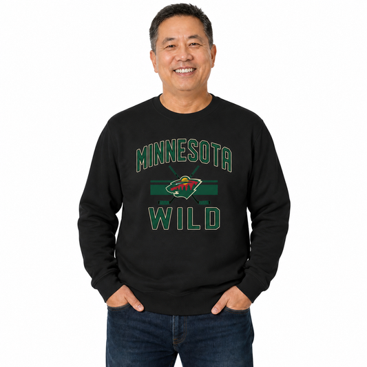 Minnesota Wild NHL Faceoff Fleece Crewneck Sweatshirt Licensed - Black