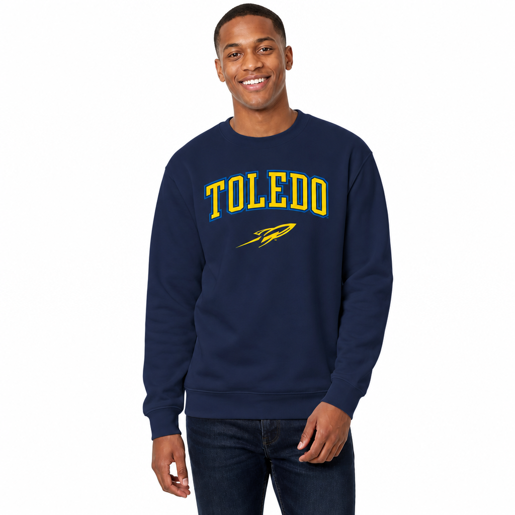 Toledo Rockets Adult Arch & Logo Soft Style Gameday Crewneck Sweatshirt - Navy