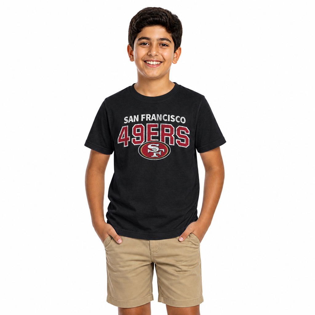San Francisco 49ers NFL Youth Starting Fresh Tee- Pro Football Tag-Less T-Shirt For Boys & Girls - Black