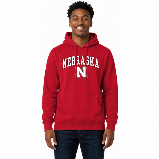 NEB Arch & Logo Gameday Hoodie - Red